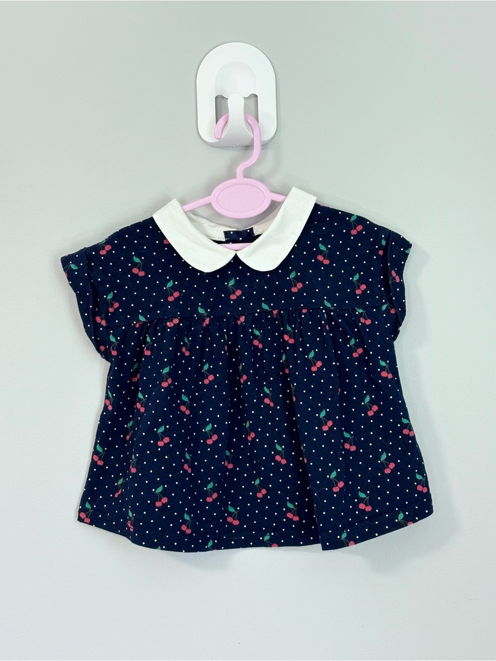 GAP 6-12m Navy Cherry Print Blouse